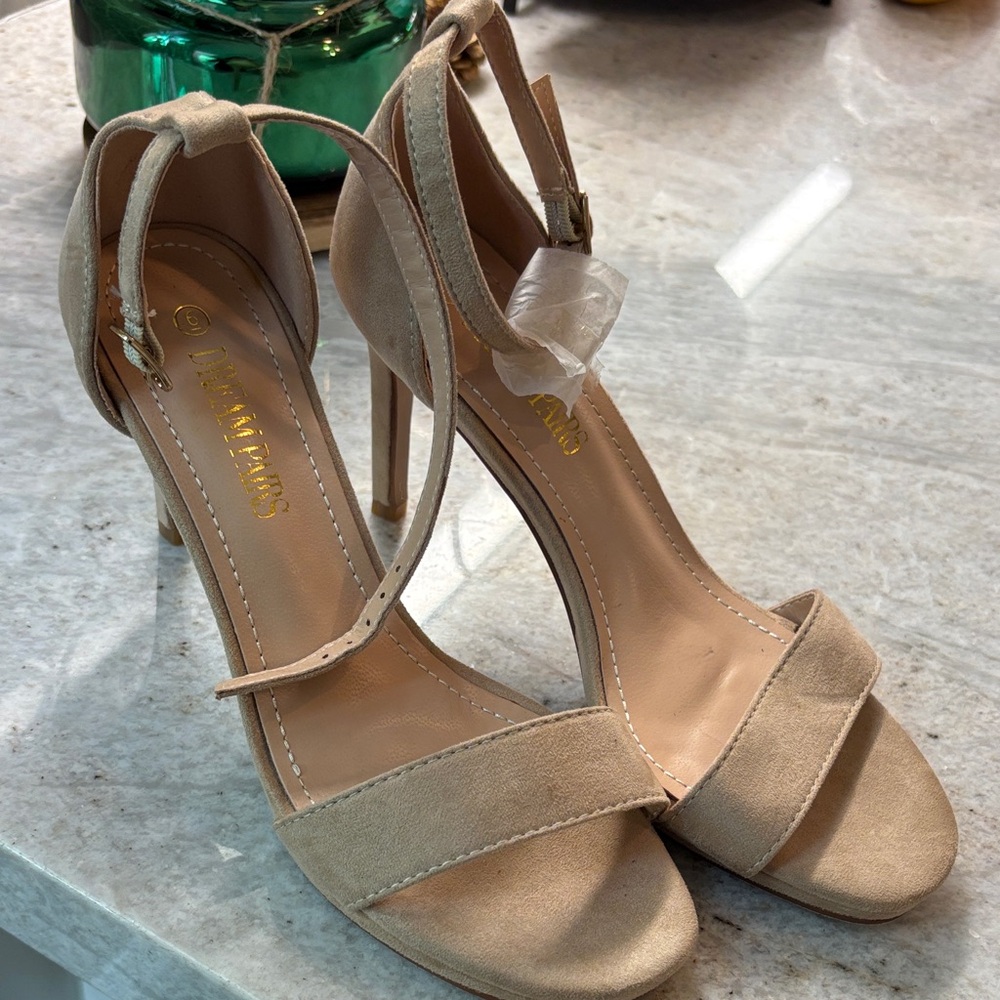 Dream Pairs Tan Ankle Strap Heels